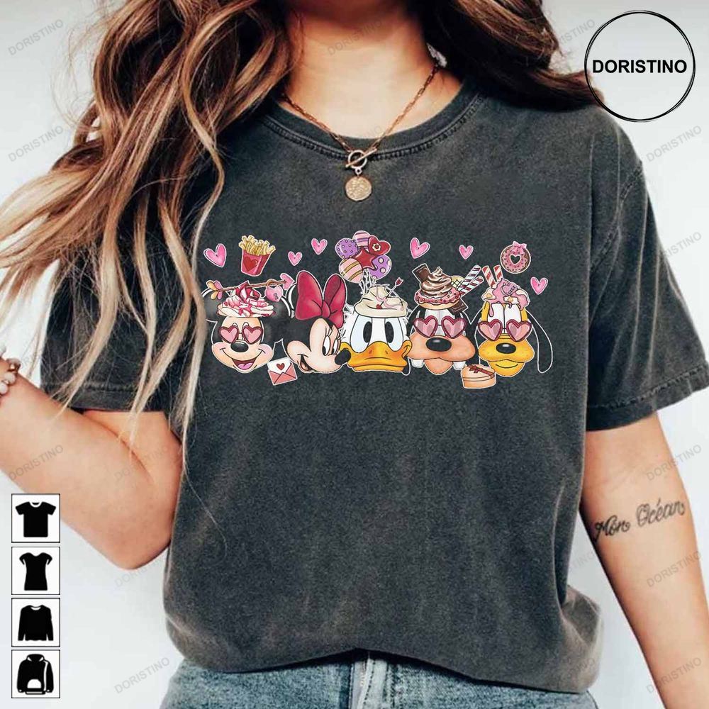 Mickey Friends Valentine Latte Disney Coffee Limited Edition T-shirts