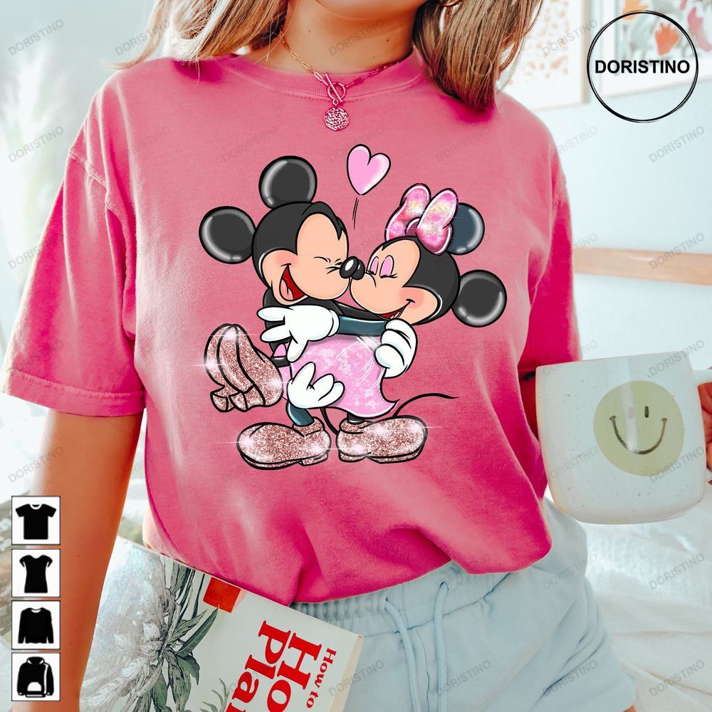 Retro Groovy Mickey And Minnie Valentines Cute Matching Limited Edition T-shirts