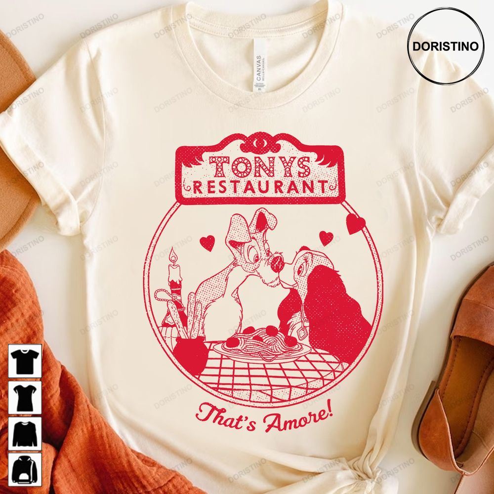 Retro Lady And Tramp Tony's Restaurant Disney Awesome Shirts