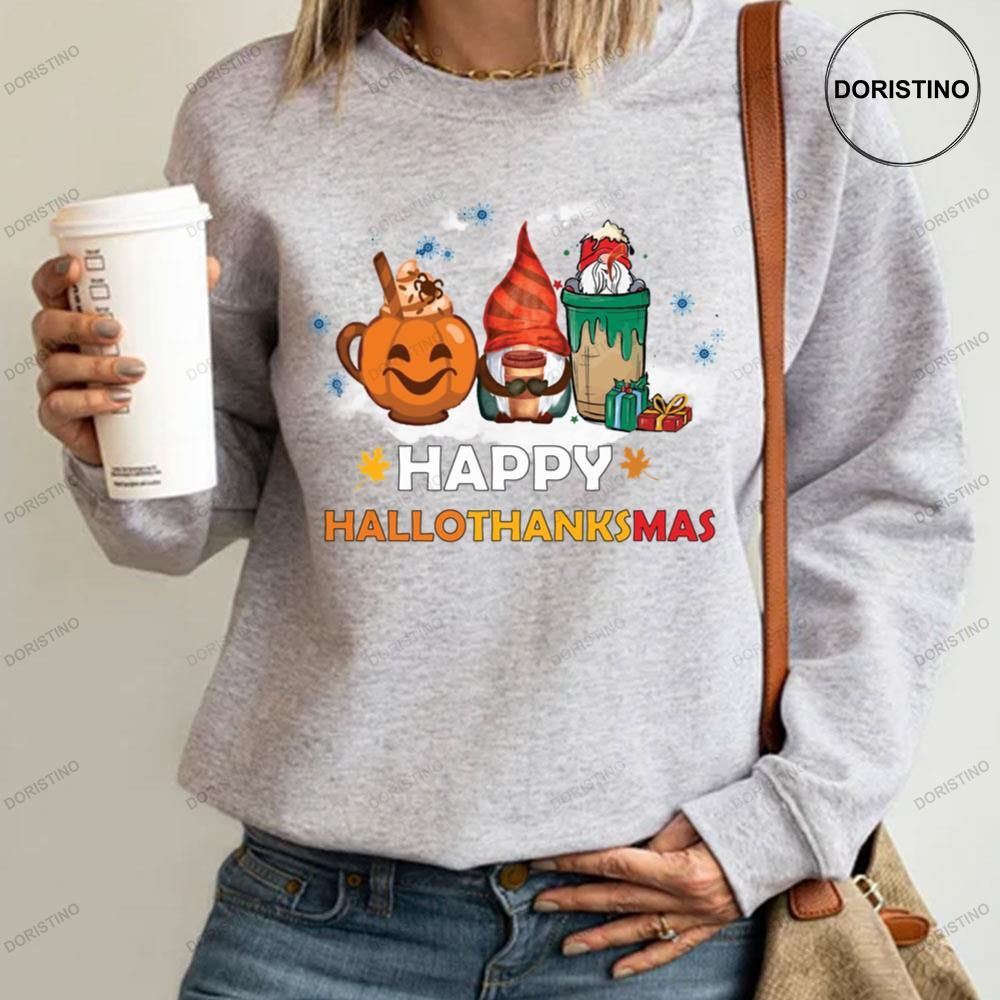 Pumpkin Gnome And Christmas Gift Happy Hallothanksmas Shirts