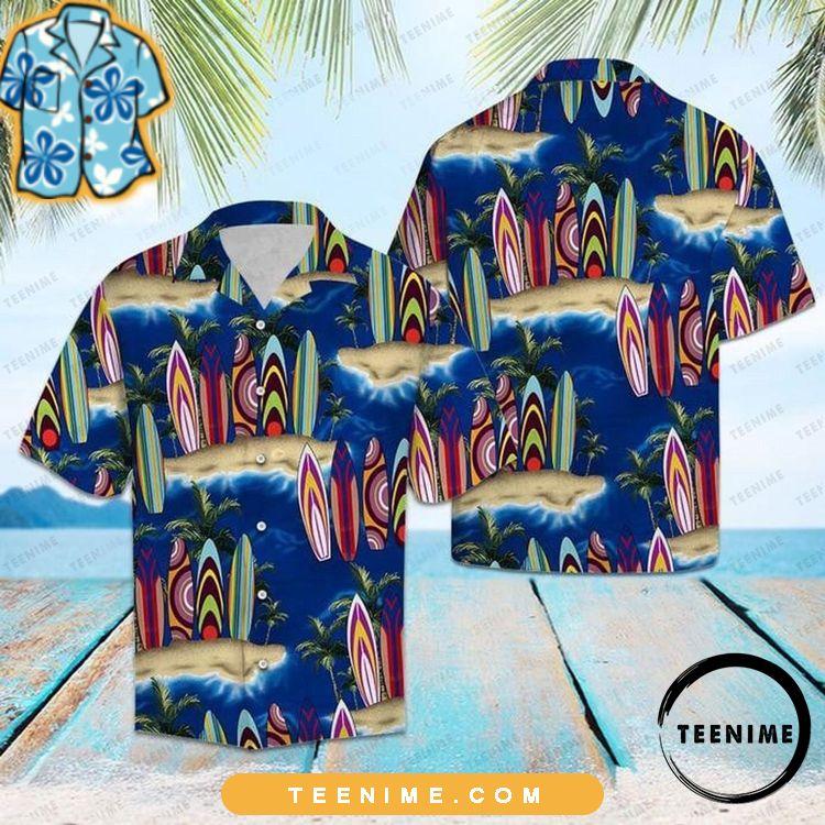 Surfboard Palm Tree New Style Full Print Teenime Awesome Hawaiian Shirt
