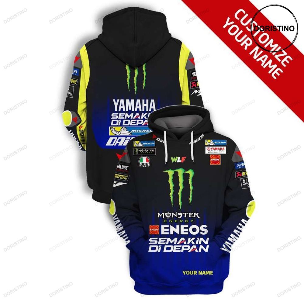 Personalized Monster Energy Gift Custom Name Racing Yamaha Motorsport Logo Brand All Over Print Hoodie