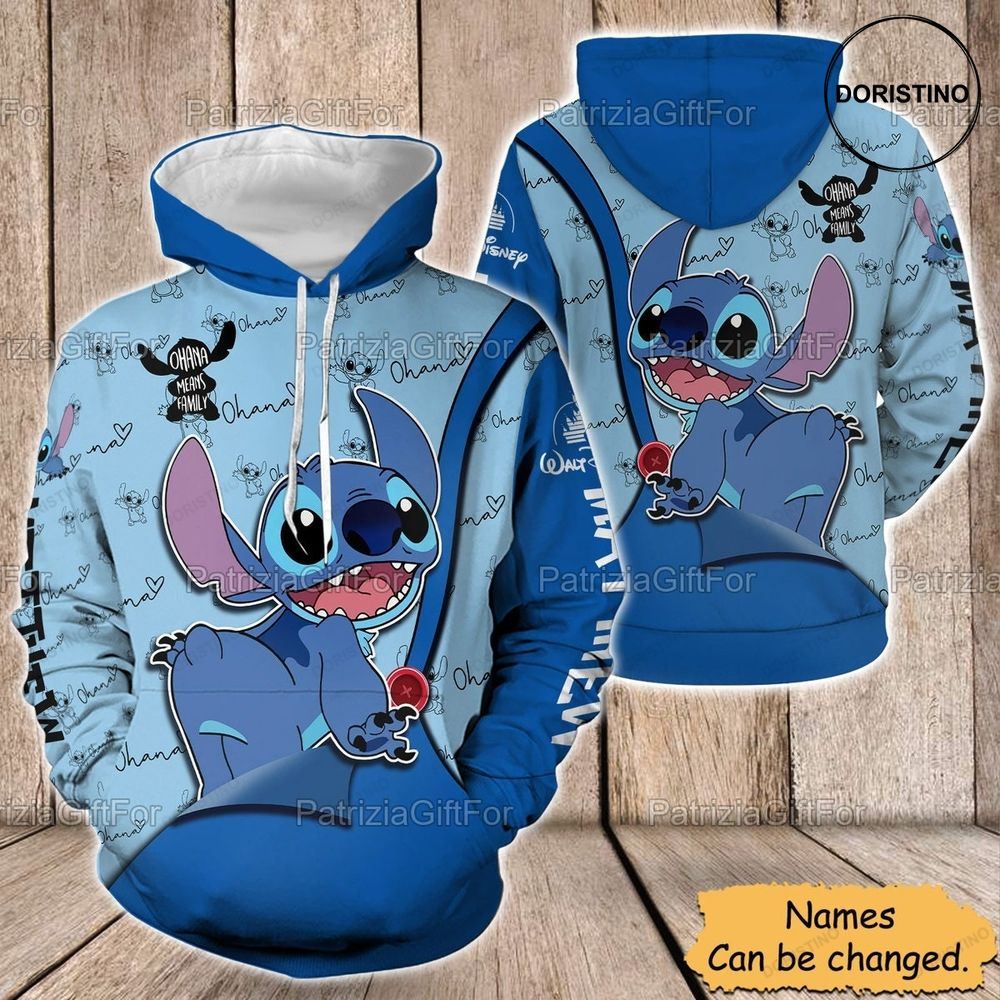 Personalized Stitch Stitch Ohana Mean Family All Over Print Hoodie
