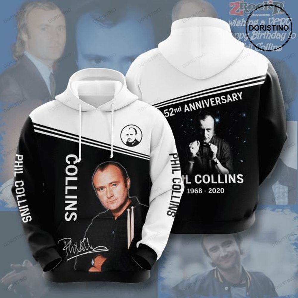 Phil Collins 52th Anniversary 1968 2020 Signature Design Gift For Fan Custom Ed Limited Edition 3d Hoodie