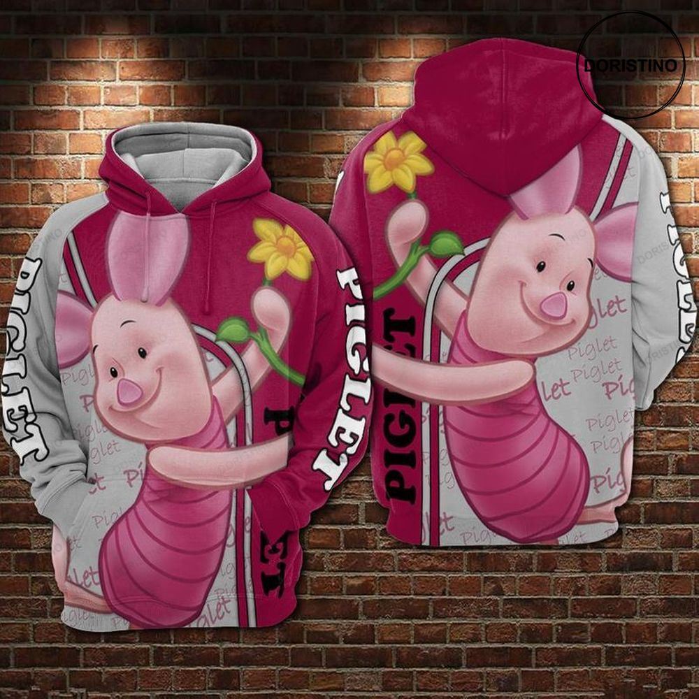 Piglet And Flowers Winnie The Pooh Awesome 3D Hoodie