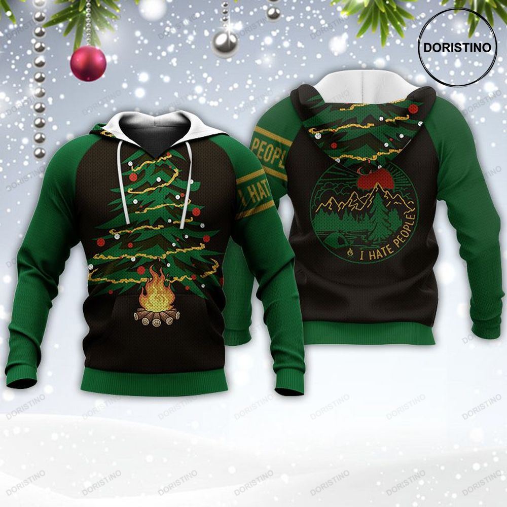 Pine Tree Knitting Pattern Camping Christmas Awesome 3D Hoodie