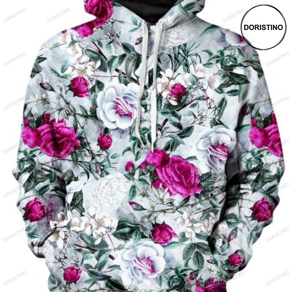 Pink And White Flowers Pattern Awesome 3D Hoodie