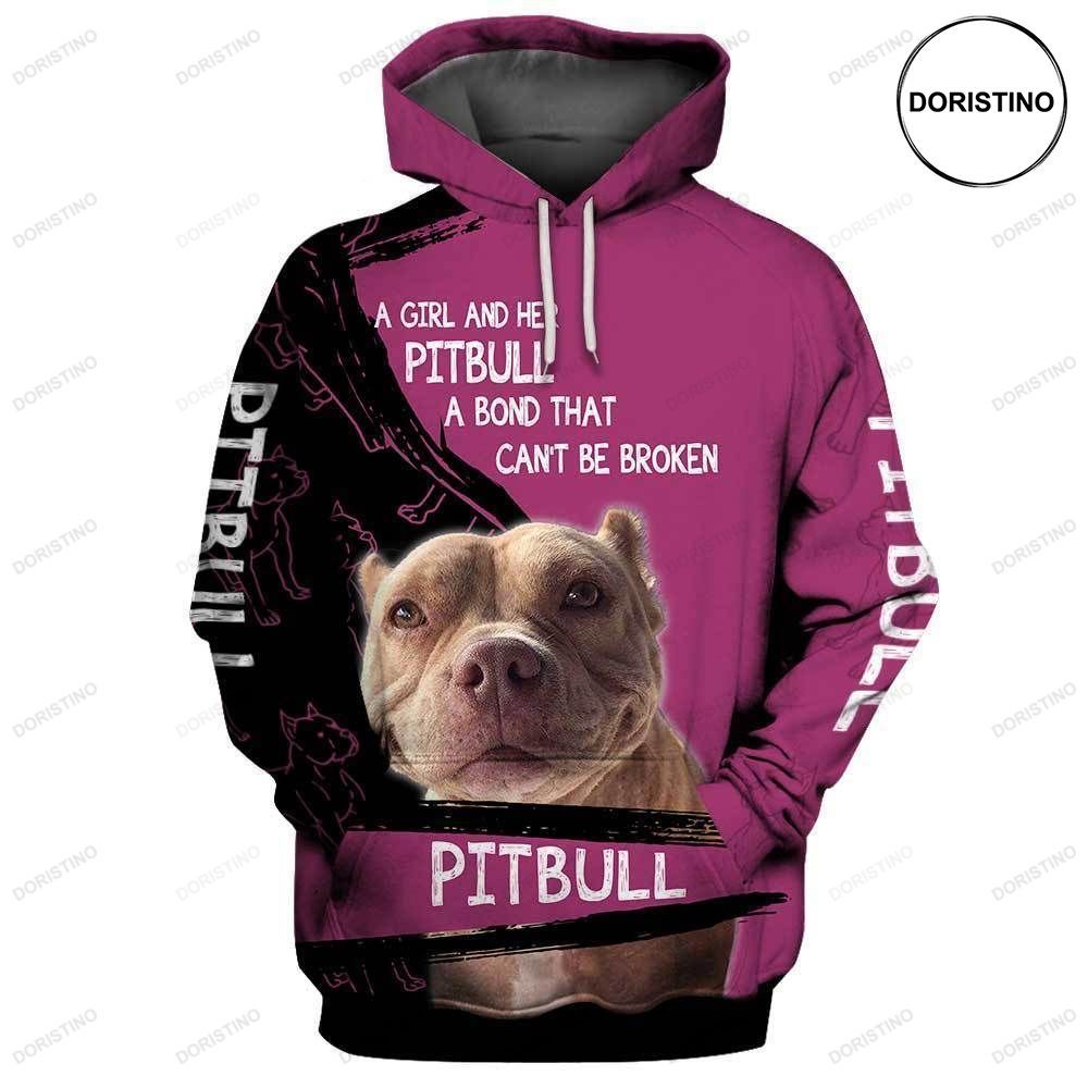 Pitbull A Girl And Her Pitbull A Bond That Cant Be Broken All Over Print Hoodie