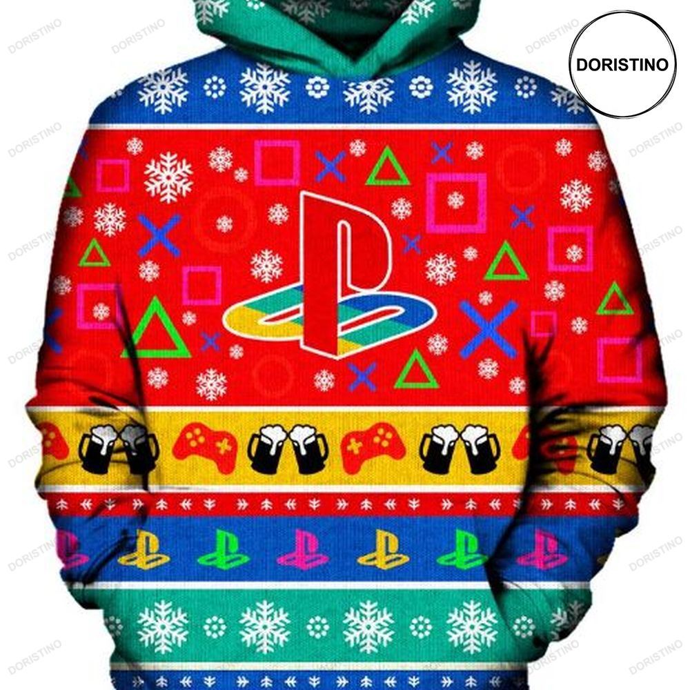 Playstation Christmas And Ped Awesome 3D Hoodie
