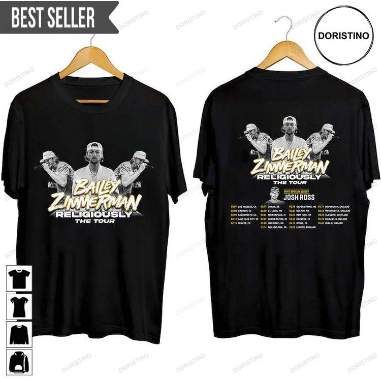 Bailey Zimmerman Religiously World Tour 2024 Adult Short-sleeve Doristino Limited Edition T-shirts