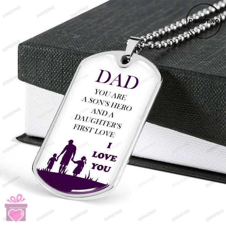 Dad Dog Tag Custom Picture Fathers Day Gift Dog Tag Military Chain Necklace I Love You Gift For Dad Doristino Awesome Necklace