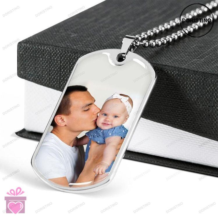 Dad Dog Tag Custom Picture Fathers Day Gift Engraved Dog Tag Military Chain Necklace Photo Necklace Doristino Limited Edition Necklace