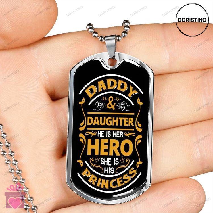 Dad Dog Tag Custom Picture Fathers Day Gift Father And Daughter Hero Dog Tag Military Chain Necklace Doristino Awesome Necklace