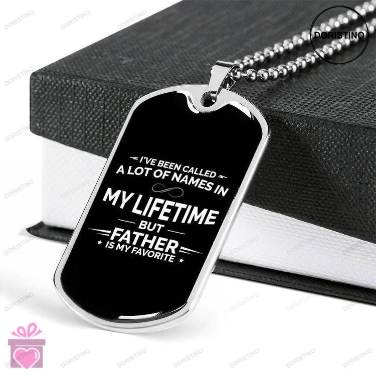 Dad Dog Tag Custom Picture Fathers Day Gift Father Is My Favorite Dog Tag Military Chain Necklace Fo Doristino Limited Edition Necklace