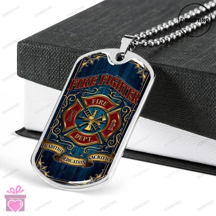Dad Dog Tag Custom Picture Fathers Day Gift Fire Fighter Dog Tag Military Chain Necklace For Firefig Doristino Trending Necklace