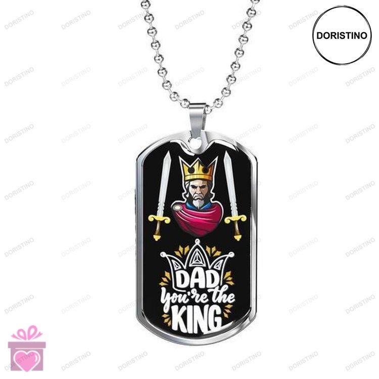 Dad Dog Tag Custom Picture Fathers Day Gift For Daddy Youre The King Dog Tag Necklace Doristino Trending Necklace
