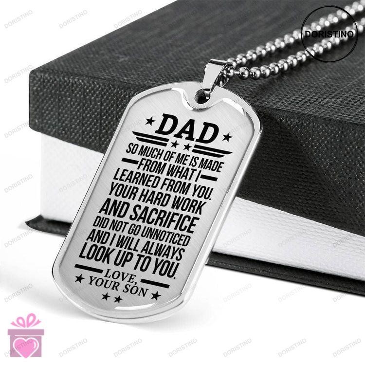 Dad Dog Tag Custom Picture Fathers Day Gift Gift For Dad Dog Tag Military Chain Necklace Look Up To Doristino Limited Edition Necklace