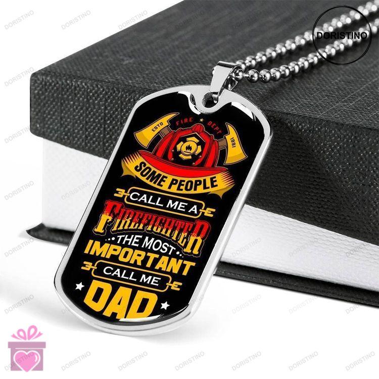 Dad Dog Tag Custom Picture Fathers Day Gift Gift For Dad Dog Tag Military Chain Necklace Some People Doristino Trending Necklace