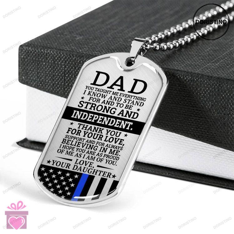 Dad Dog Tag Custom Picture Fathers Day Gift Gift For Dad Dog Tag Military Chain Necklace Strong And Doristino Awesome Necklace