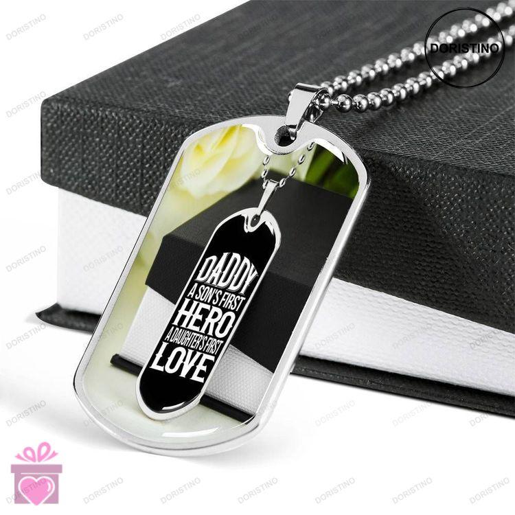 Dad Dog Tag Custom Picture Fathers Day Gift Gift For Father Dog Tag Military Chain Necklace A Father Doristino Awesome Necklace