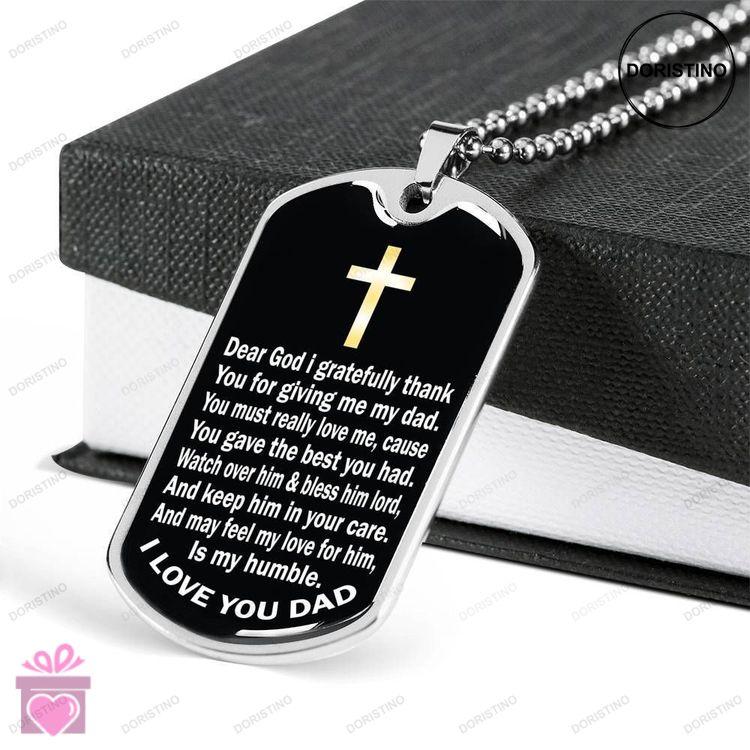 Dad Dog Tag Custom Picture Fathers Day Gift God For Giving Me My Dad Dog Tag Military Chain Necklace Doristino Awesome Necklace