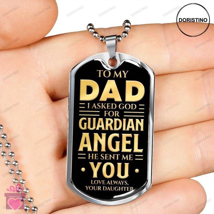 Dad Dog Tag Custom Picture Fathers Day Gift God Sent Me An Angel You Dog Tag Military Chain Necklace Doristino Awesome Necklace