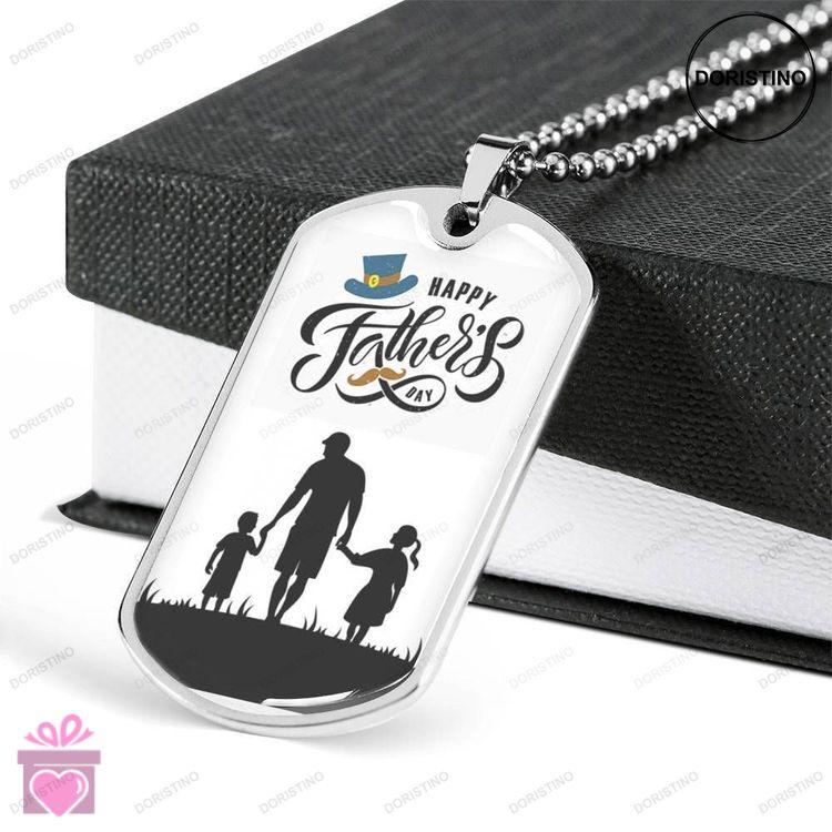 Dad Dog Tag Custom Picture Fathers Day Gift Happy Fathers Day Dog Tag Military Chain Necklace For Da Doristino Awesome Necklace