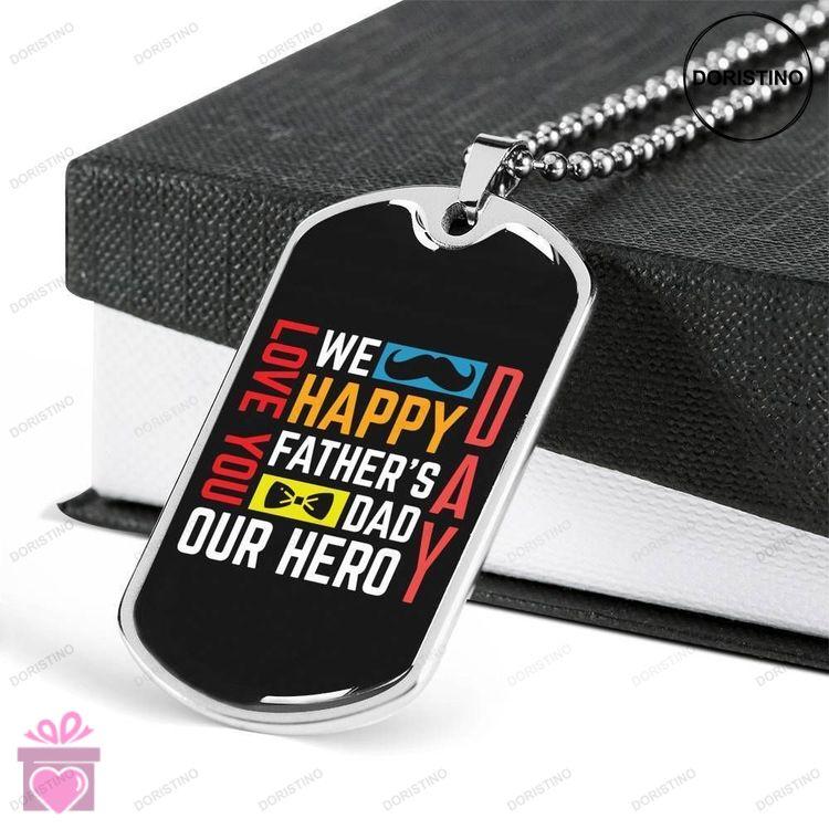 Dad Dog Tag Custom Picture Fathers Day Gift Happy Fathers Day Dog Tag Military Chain Necklace Gift F Doristino Limited Edition Necklace