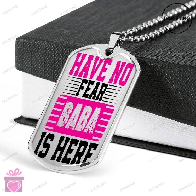 Dad Dog Tag Custom Picture Fathers Day Gift Have No Fear Baba Is Here Dog Tag Military Chain Necklac Doristino Awesome Necklace