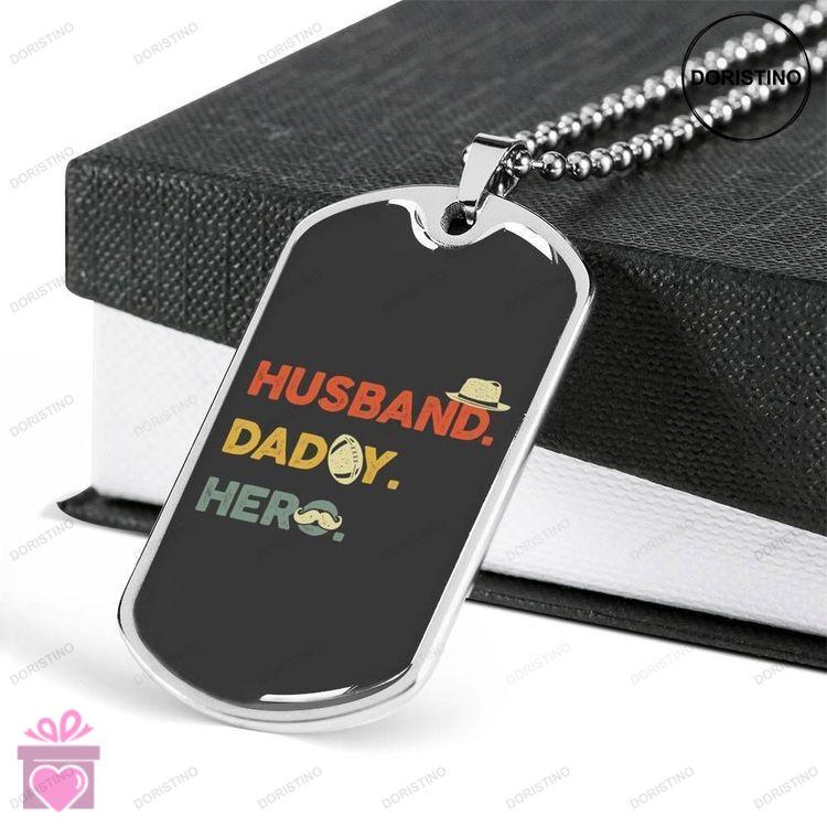 Dad Dog Tag Custom Picture Fathers Day Gift Husband Daddy Hero Dog Tag Military Chain Necklace For D Doristino Limited Edition Necklace