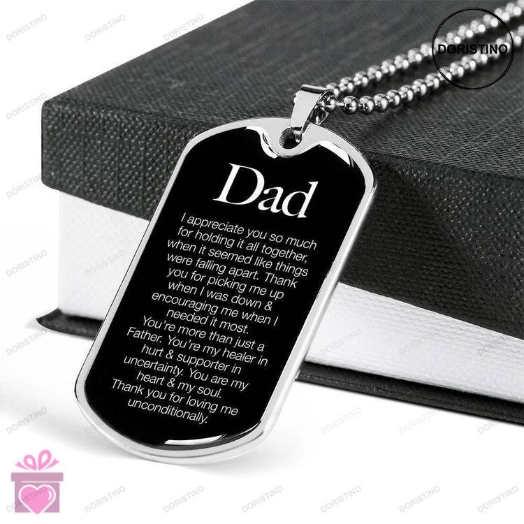 Dad Dog Tag Custom Picture Fathers Day Gift I Appreciate You Dog Tag Military Chain Necklace For Dad Doristino Limited Edition Necklace