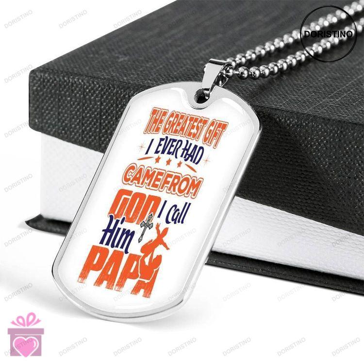 Dad Dog Tag Custom Picture Fathers Day Gift I Call Him Papa Dog Tag Military Chain Necklace For Dad Doristino Awesome Necklace