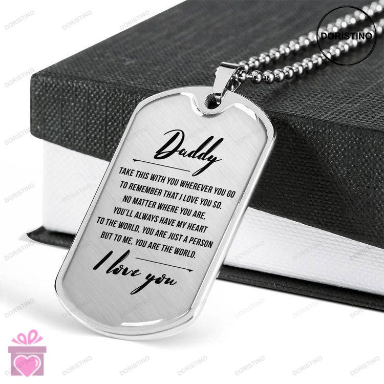 Dad Dog Tag Custom Picture Fathers Day Gift I Love You Dog Tag Military Chain Necklace Gift For Dad Doristino Limited Edition Necklace