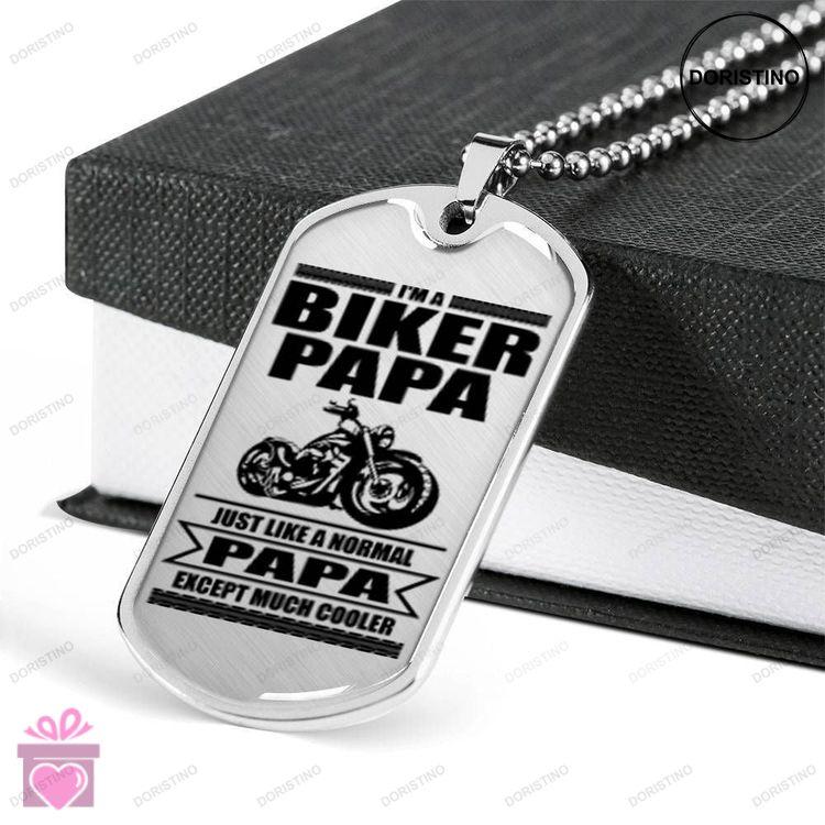 Dad Dog Tag Custom Picture Fathers Day Gift Im A Biker Papa Dog Tag Military Chain Necklace For Dad Doristino Trending Necklace
