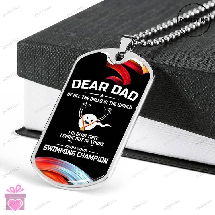 Dad Dog Tag Custom Picture Fathers Day Gift Im Glad That I Came Out Of Yours Dog Tag Military Chain Doristino Trending Necklace