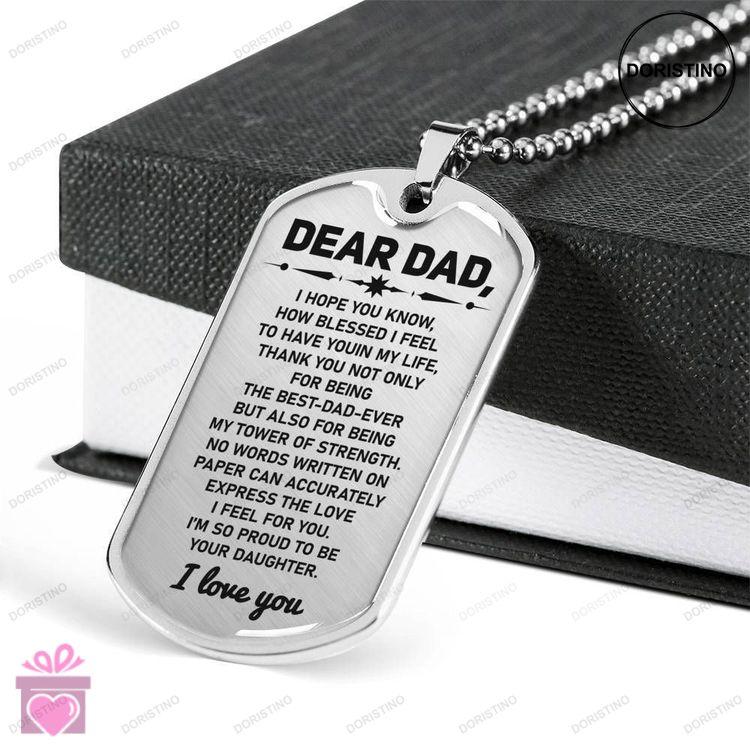 Dad Dog Tag Custom Picture Fathers Day Gift Im So Proud To Be Your Daughter Dog Tag Military Chain N Doristino Trending Necklace