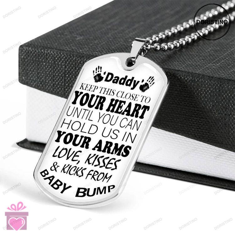 Dad Dog Tag Custom Picture Fathers Day Gift Keep This Close Heart Until You Can Dog Tag Military Cha Doristino Limited Edition Necklace
