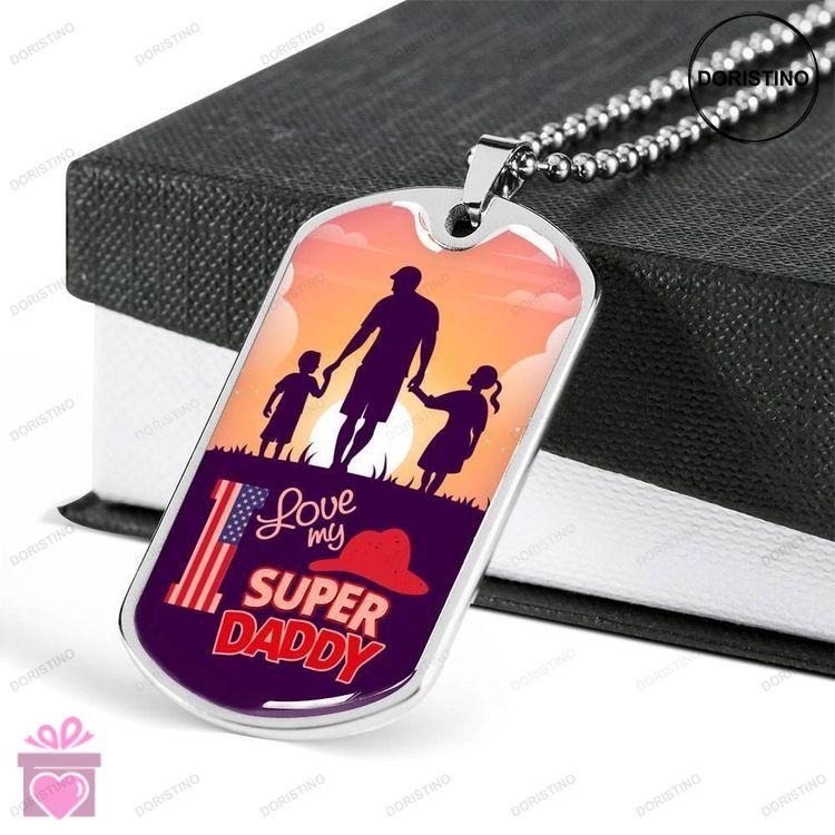 Dad Dog Tag Custom Picture Fathers Day Gift Love My Super Daddy Dog Tag Military Chain Necklace Gift Doristino Trending Necklace
