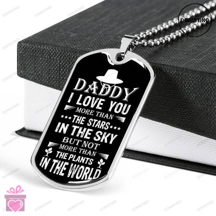 Dad Dog Tag Custom Picture Fathers Day Gift Love You More Than The Stars In The Sky Dog Tag Military Doristino Limited Edition Necklace