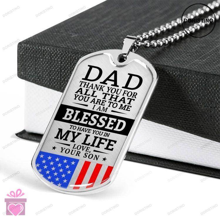 Dad Dog Tag Custom Picture Fathers Day Gift Military Son Gift For Dad Silver Dog Tag Military Chain Doristino Awesome Necklace