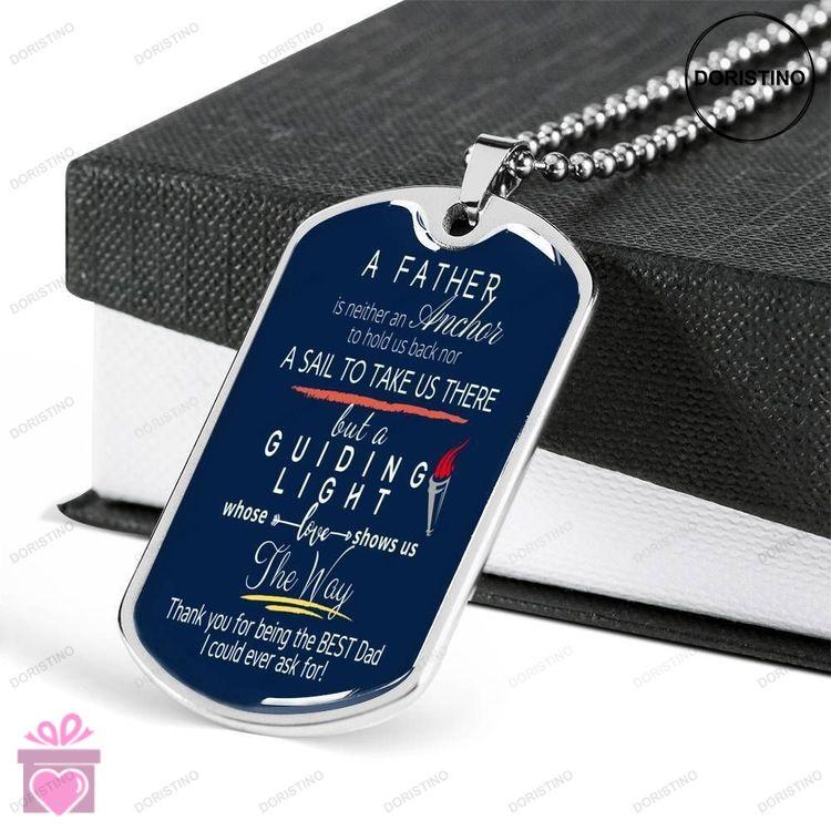 Dad Dog Tag Custom Picture Fathers Day Gift My Dad Is My Guiding Light Dog Tag Military Chain Neckla Doristino Trending Necklace