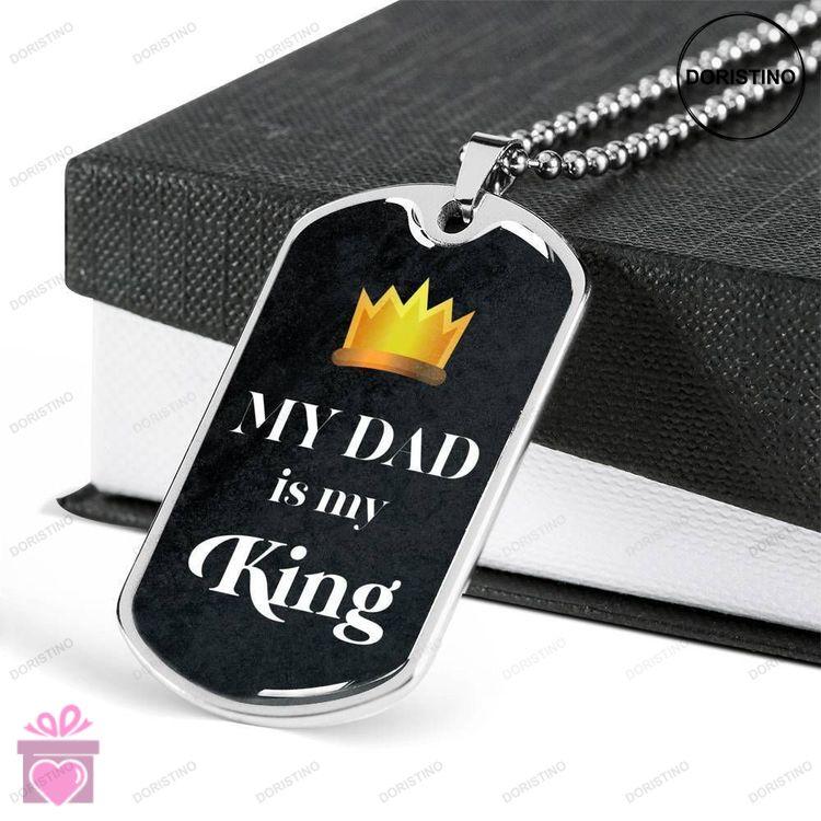 Dad Dog Tag Custom Picture Fathers Day Gift My Dad Is My King Dog Tag Military Chain Necklace For Da Doristino Trending Necklace