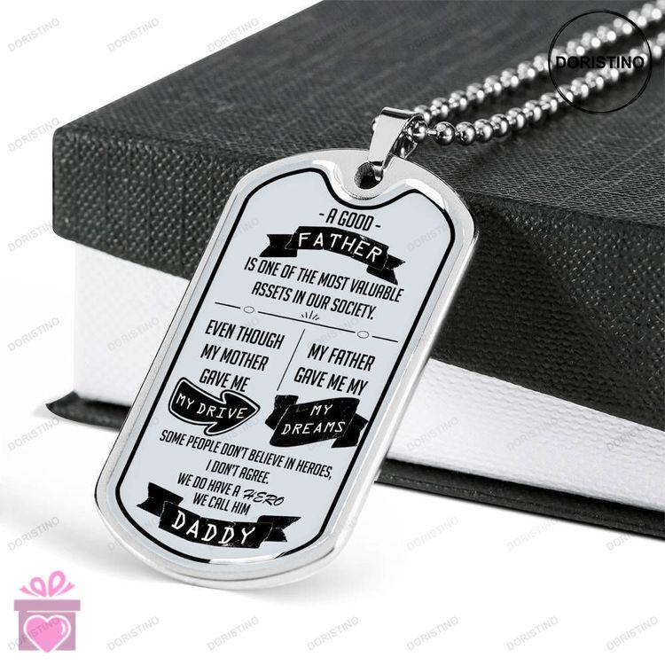 Dad Dog Tag Custom Picture Fathers Day Gift My Father Gave Me My Dreams Dog Tag Military Chain Neckl Doristino Trending Necklace