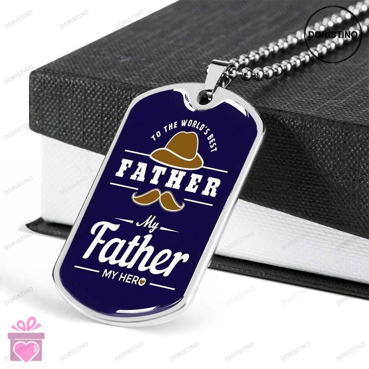 Dad Dog Tag Custom Picture Fathers Day Gift My Father My Hero Dog Tag Military Chain Necklace For Me Doristino Awesome Necklace