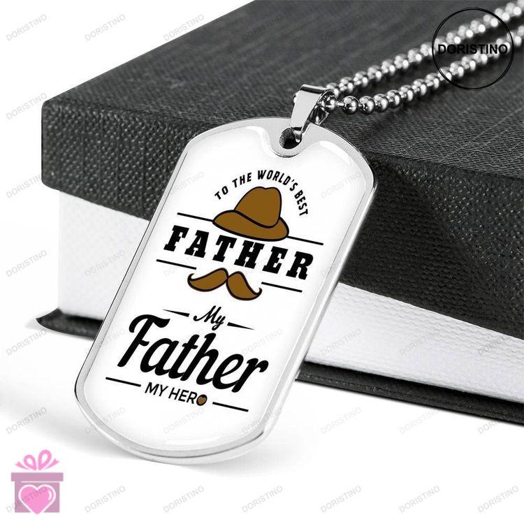 Dad Dog Tag Custom Picture Fathers Day Gift My Father My Hero Gentle Man Dog Tag Military Chain Neck Doristino Awesome Necklace