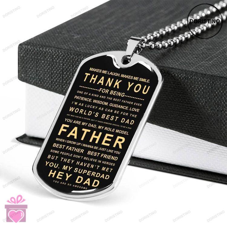 Dad Dog Tag Custom Picture Fathers Day Gift My Superdad Dog Tag Military Chain Necklace Gift For Dad Doristino Awesome Necklace