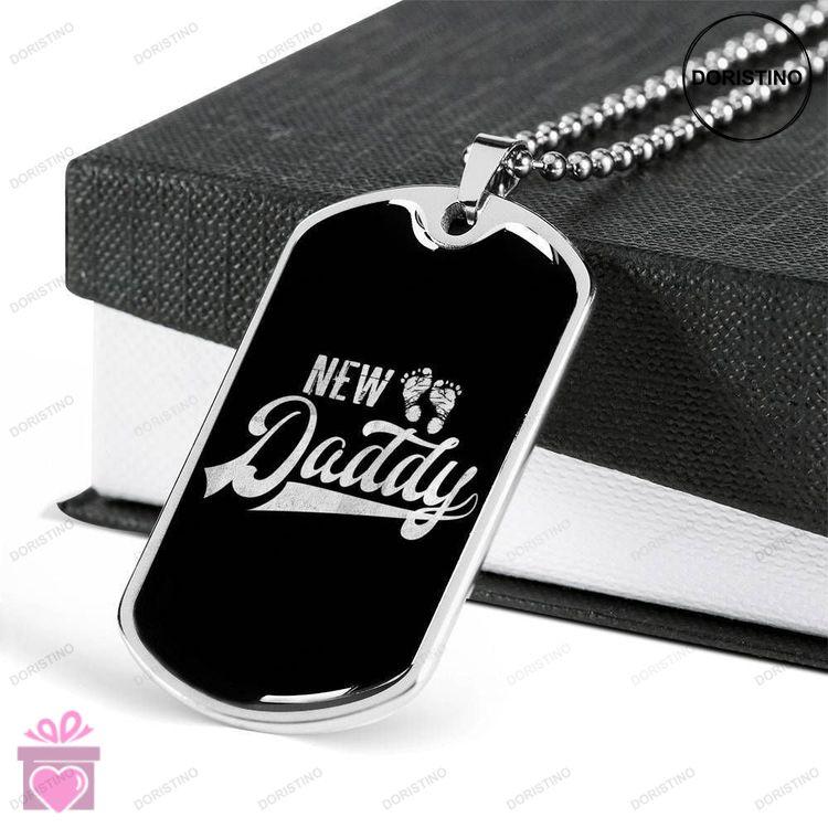 Dad Dog Tag Custom Picture Fathers Day Gift New Daddy Black Dog Tag Military Chain Necklace For Dad Doristino Limited Edition Necklace