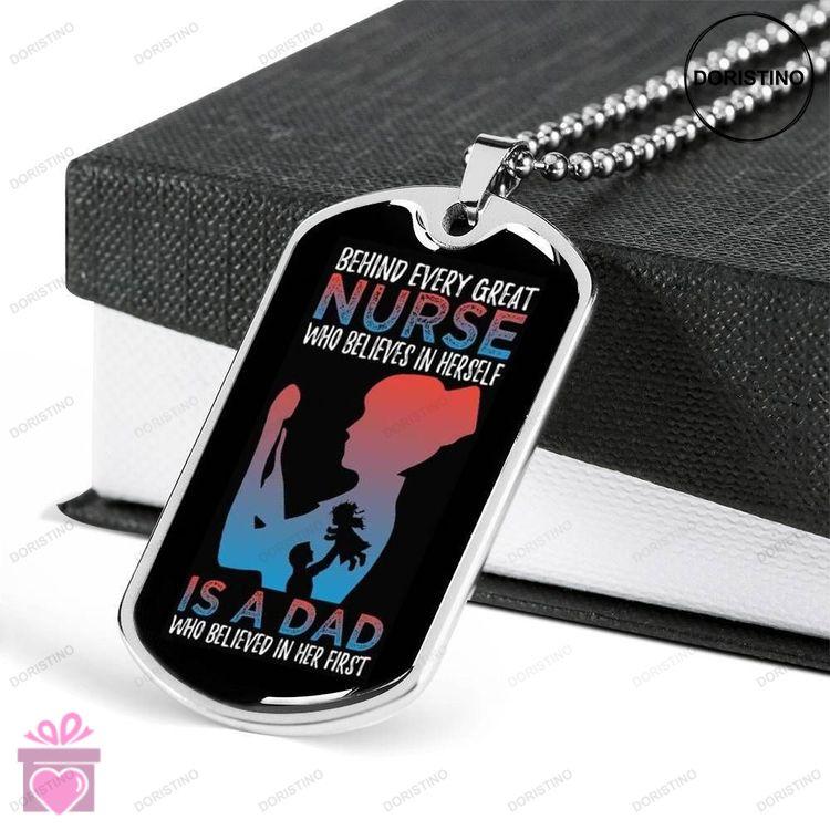 Dad Dog Tag Custom Picture Fathers Day Gift Nurse Dad Dog Tag Military Chain Pendant With Military B Doristino Limited Edition Necklace