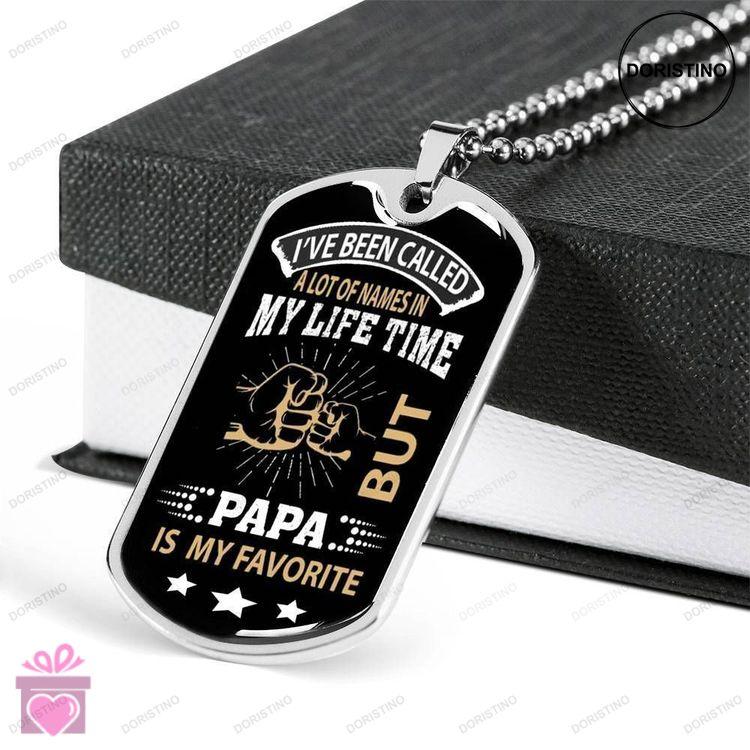 Dad Dog Tag Custom Picture Fathers Day Gift Papa Is My Favorite Dog Tag Military Chain Necklace Fath Doristino Awesome Necklace