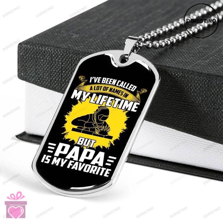 Dad Dog Tag Custom Picture Fathers Day Gift Papa Is My Favorite Dog Tag Military Chain Necklace For Doristino Awesome Necklace